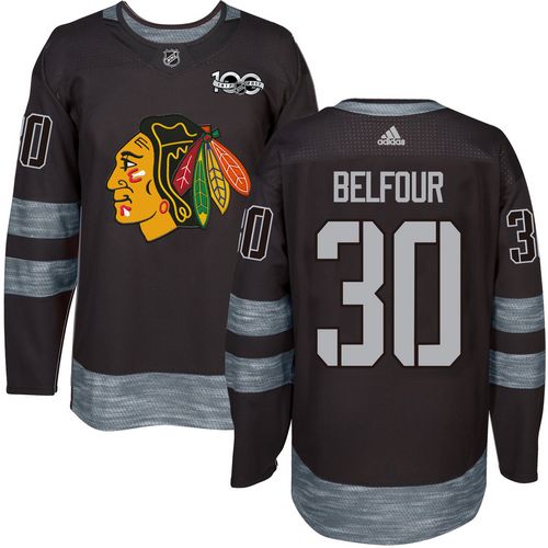Adidas Blackhawks #30 ED Belfour Black 1917-100th Anniversary Stitched NHL Jersey